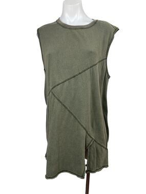 NEW Urban Outfitters Green Sleeveless Crew Neck Mini Muscle Tank Shift Dress S